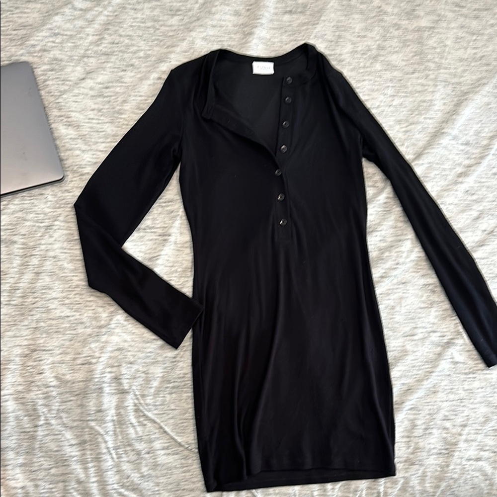 CLYQUE Annie Black Long Sleeve Button-Up Dress